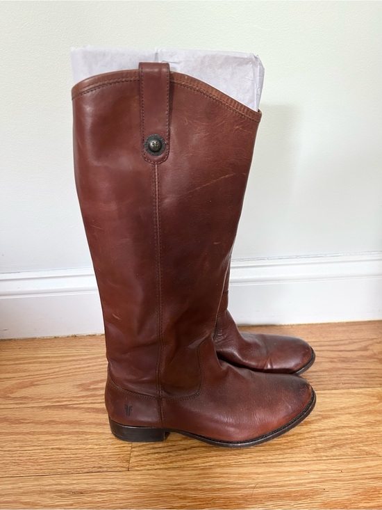 Frye Shoes - Frye Melissa Button Leather Brown Tall Boots